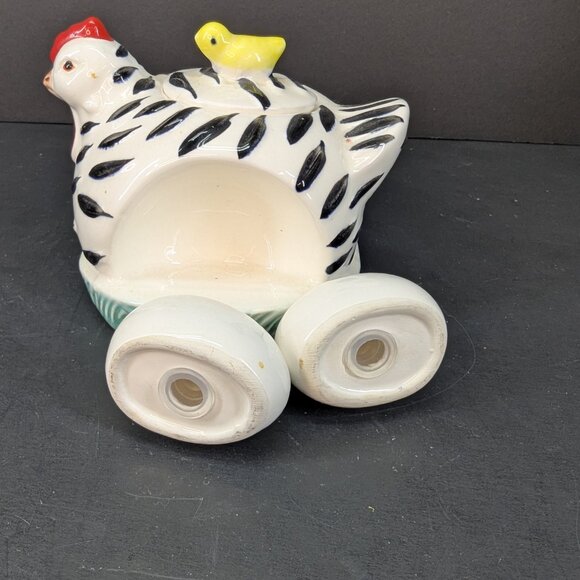 Vintage White and Black Chicken on Nest Sugar Bowl with Egg Salt & Pepper Set - Picture 9 of 11